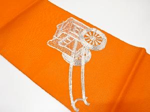 紗　御所車模様刺繍開き名古屋帯（額縁仕立て）